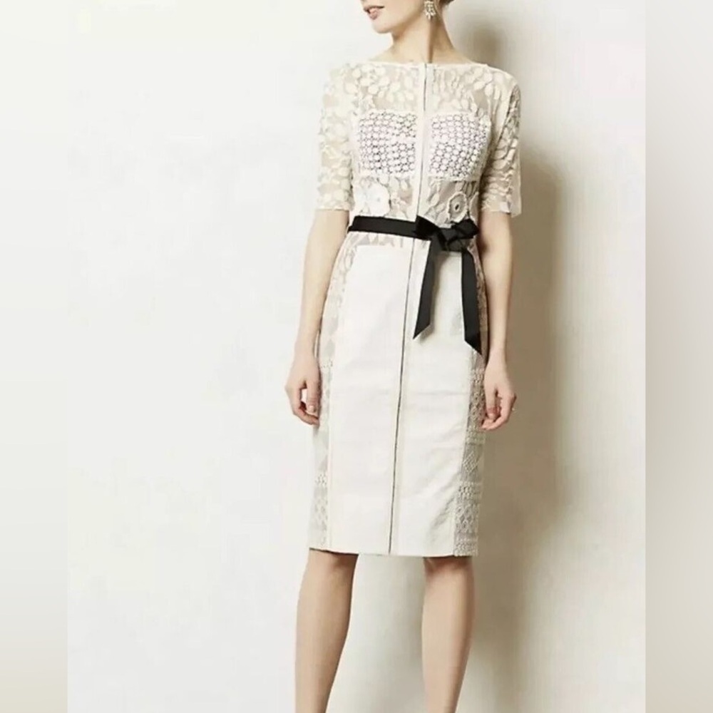 Byron Lars Carissima Sheath Dress Size 0 Ivory Lace Knit Women’s